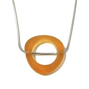 Sterling Silver Frosted Glass Pendant Necklace 16”